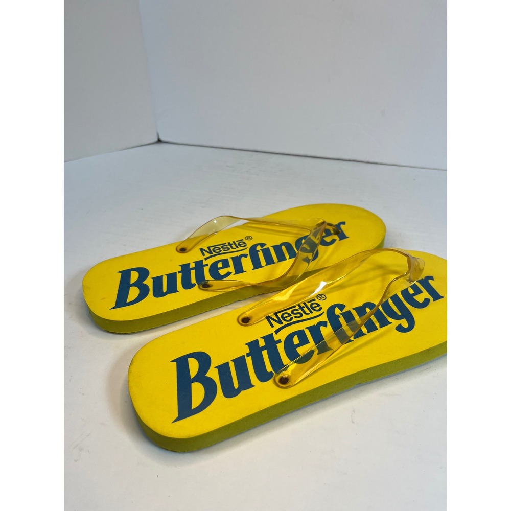 Vintage Nestle Butterfinger Promotional Flip Flops Yellow Blue Sandals